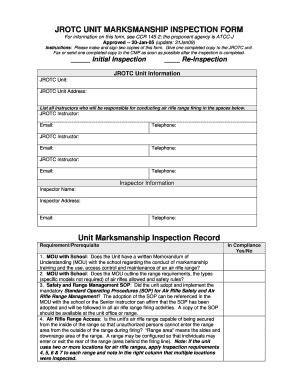 Jrotc Unit Marksmanship Inspection Form