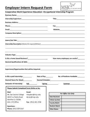 Intern Request Form