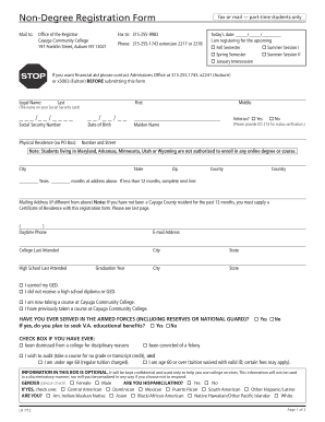 Non Degree Registration Form Cayuga Community College Cayuga Cc