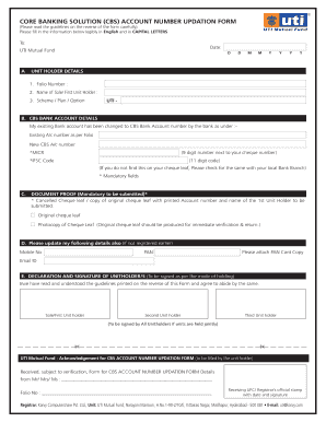 Uti Core Banking Form