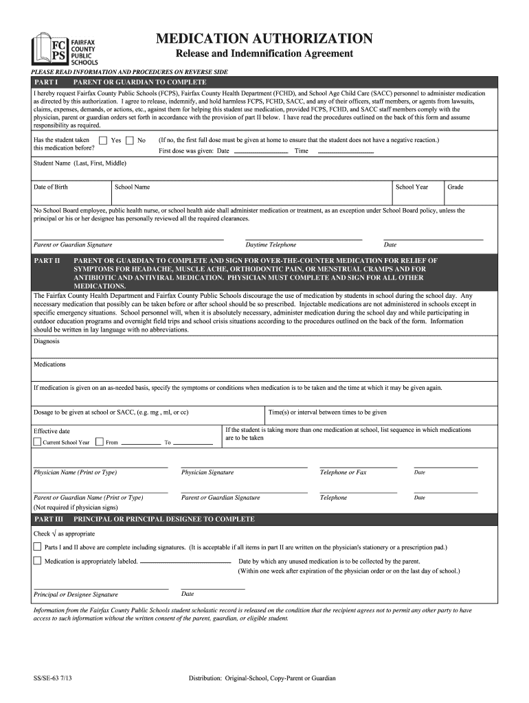  Fairfax Couny School Forms 2013-2024
