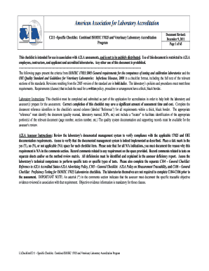 C211 Specific Checklist Combined ISO IEC 17025 and Veterinary Laboratory Accreditation Programdoc on October 3 the Financial Acc  Form