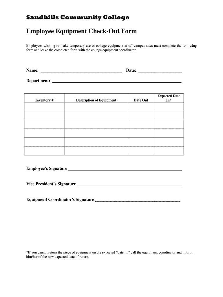 Employee Equipment Check Out  Form