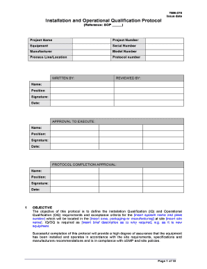 Area Qualification Protocol Template  Form