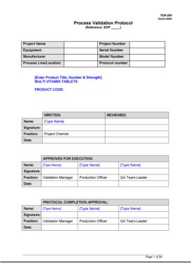 Validation Protocol Template  Form