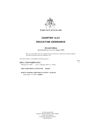CHAPTER 1201 EDUCATION ORDINANCE TCI Online Turks Form