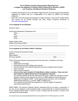 Ncaa Adhd Form