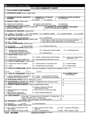 Loan Summary Sheet  Form