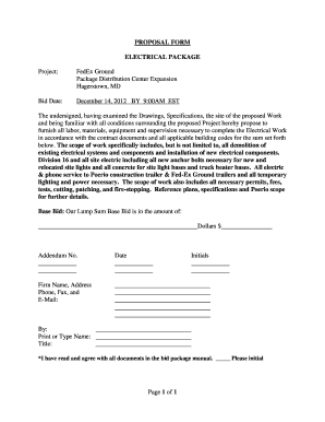 Electrical Proposal Template  Form