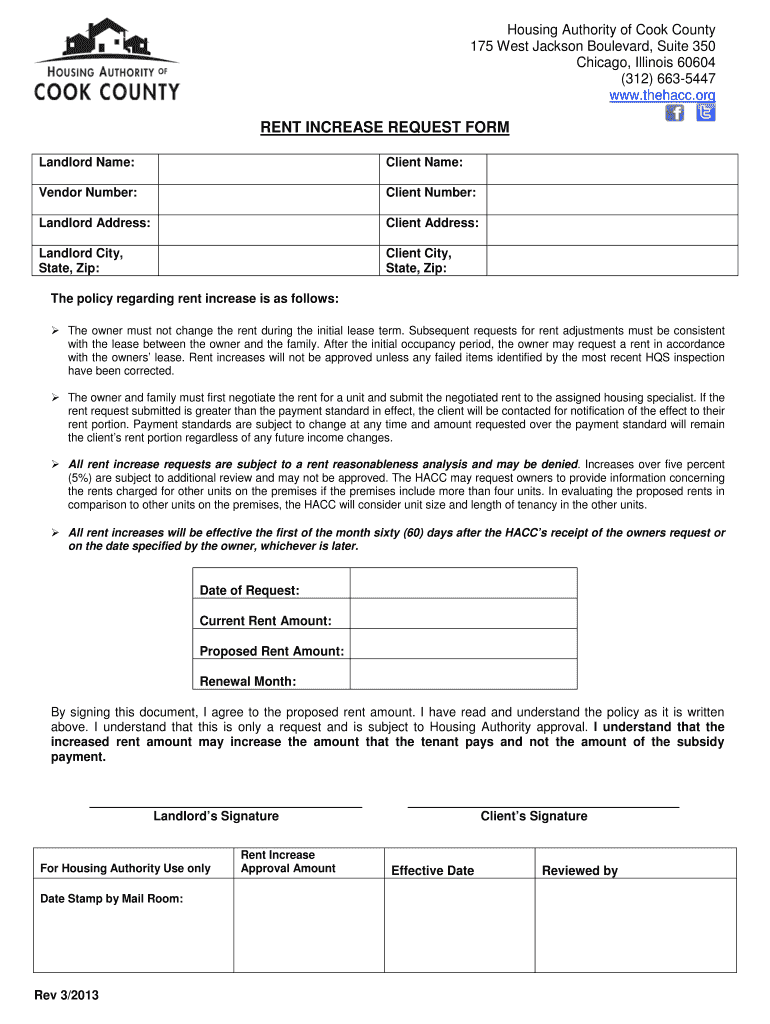  Housing Authority Cook County Rent Increase 2013-2024