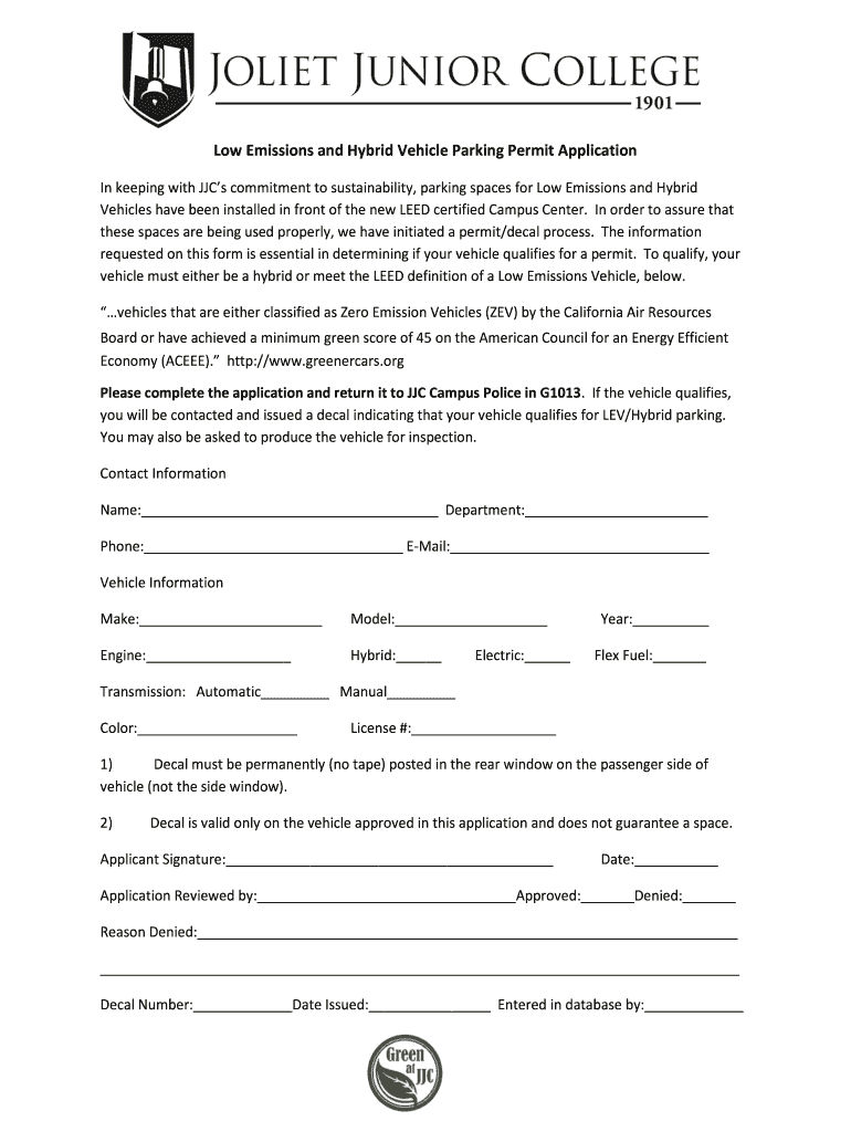 Emissions Parking Permit  Form