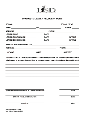 School Dropout Form