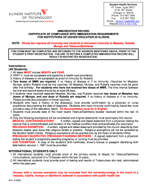 Iit Immunization Form