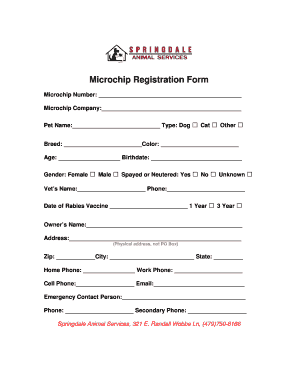 Microchip Registration Form Springdalear