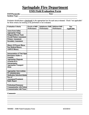 Emt Performance Evaluation Form