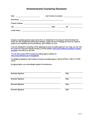 Homeownership Counseling Disclosure Form PDF