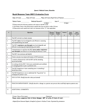 Rapid Response Note Template  Form