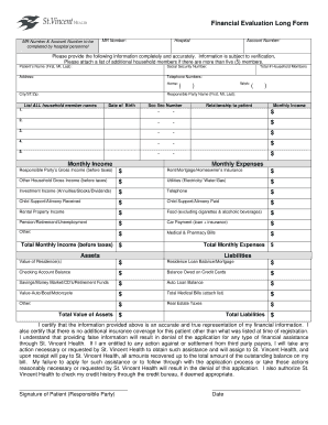 Financial Evaluation Form St Vincent Health Stvincent