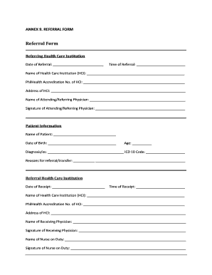 Philhealth Referral Package  Form