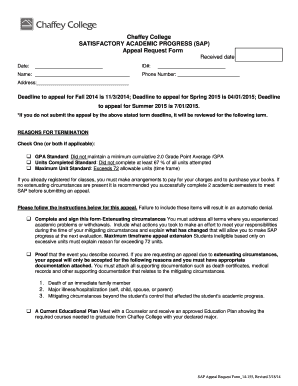 Chaffey Sap Appeal  Form