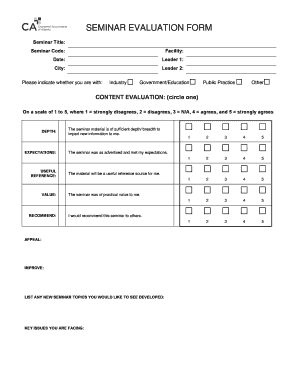 Seminar Evaluation  Form