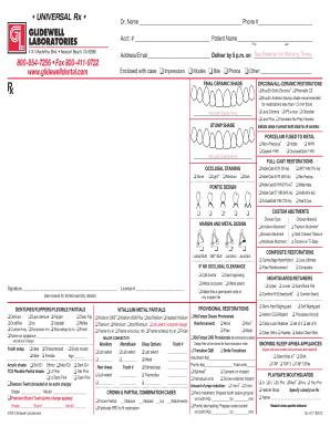 Universal Rx Glidewell Laboratories  Form