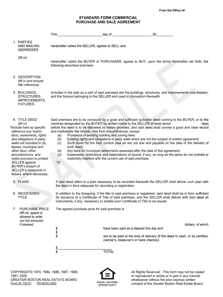 STANDARD FORM COMMERCIAL P&amp;S Forms for Real Estate