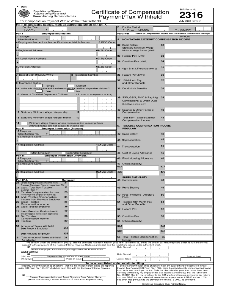  Bir Form 2316 2008