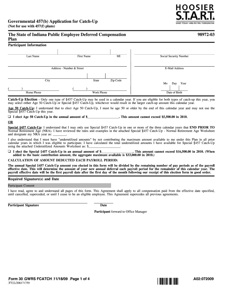  Governmental 457b Application for Catch Up the State FASCore 2009-2024