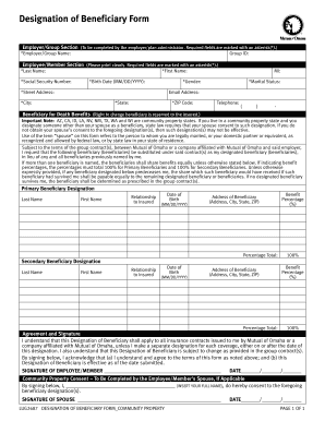 Mutual of Omaha Designation of Beneficiary Form