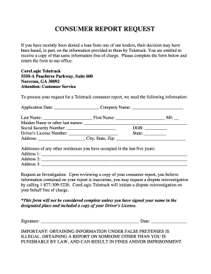 CONSUMER REPORT REQUEST CoreLogic  Form