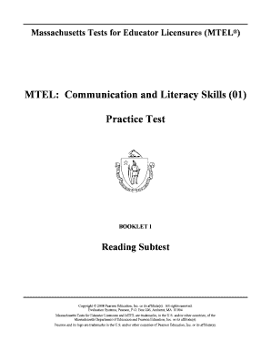 Mtel Communication and Literacy Practice Test PDF  Form