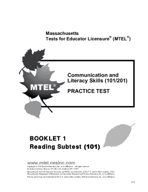 Mtel Communication and Literacy Practice Test PDF  Form