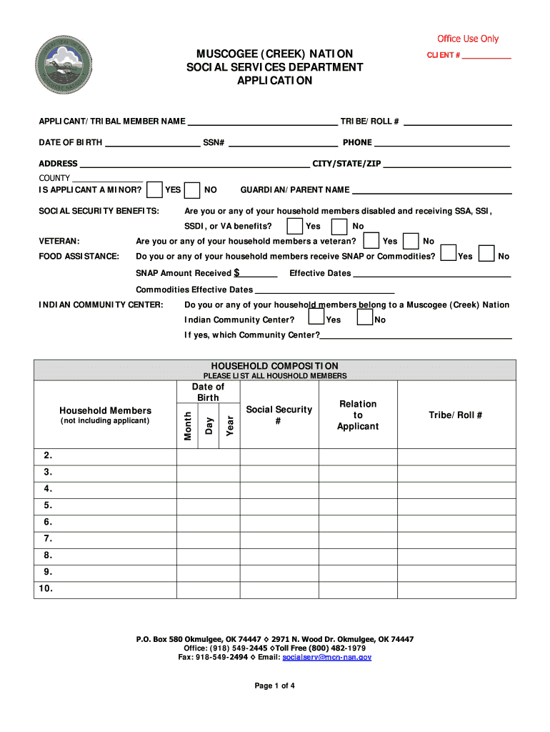 Get and Sign Creek Nation Financial Assistance 2015-2022 Form