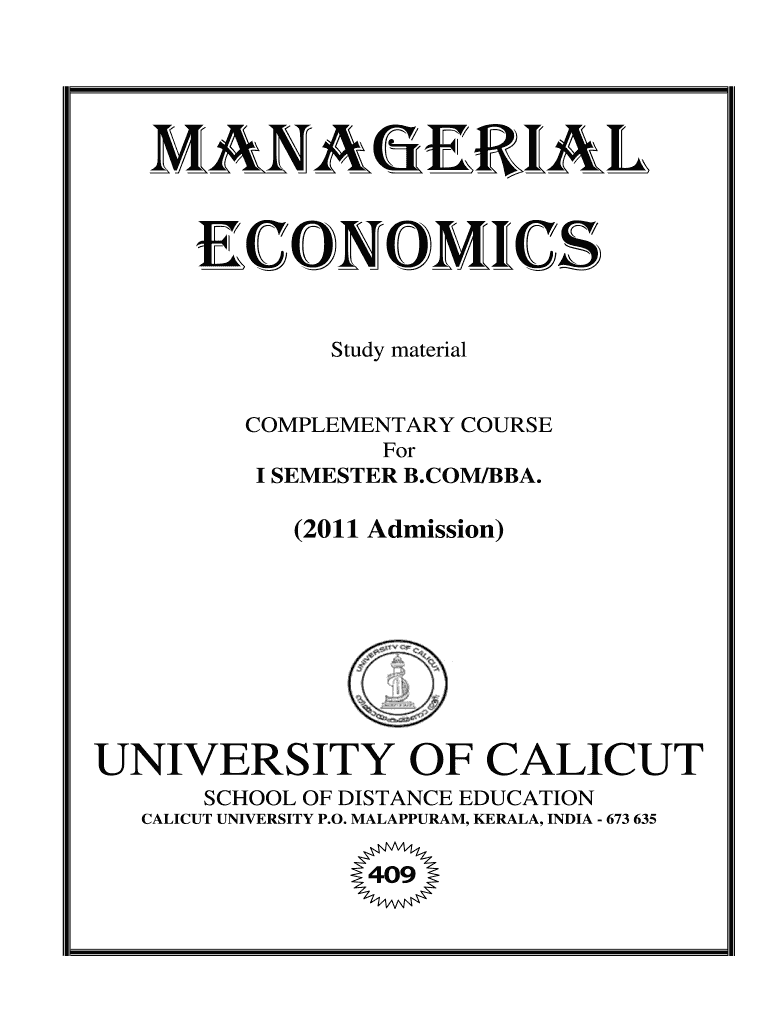 Calicut University Managerial Economics PDF  Form