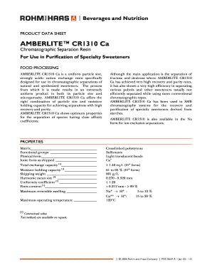 AMBERLITE CR1310 Ca Dow Chemical Company  Form