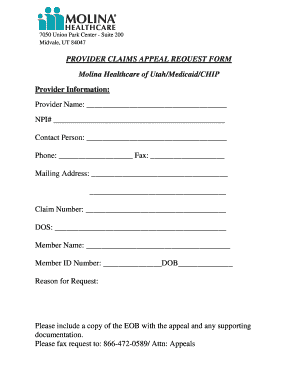 Molina Reconsideration Form