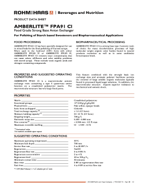 AMBERLITE FPA91 Cl Dow Chemical Company  Form
