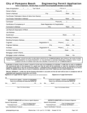 Engineering Permit Application Pompano Beach  Form