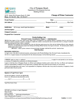 Pompano Beach Contractor Registration  Form