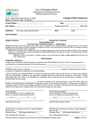 Pompano Beach Change of Contractor Form