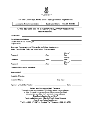 Spa Reservation Form