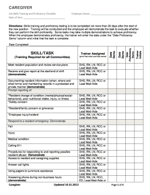 Caregiver Skills Checklist  Form