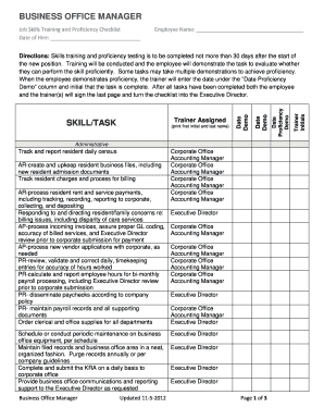 Office Manager Checklist Template  Form