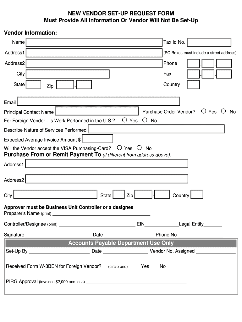 New Vendor Form