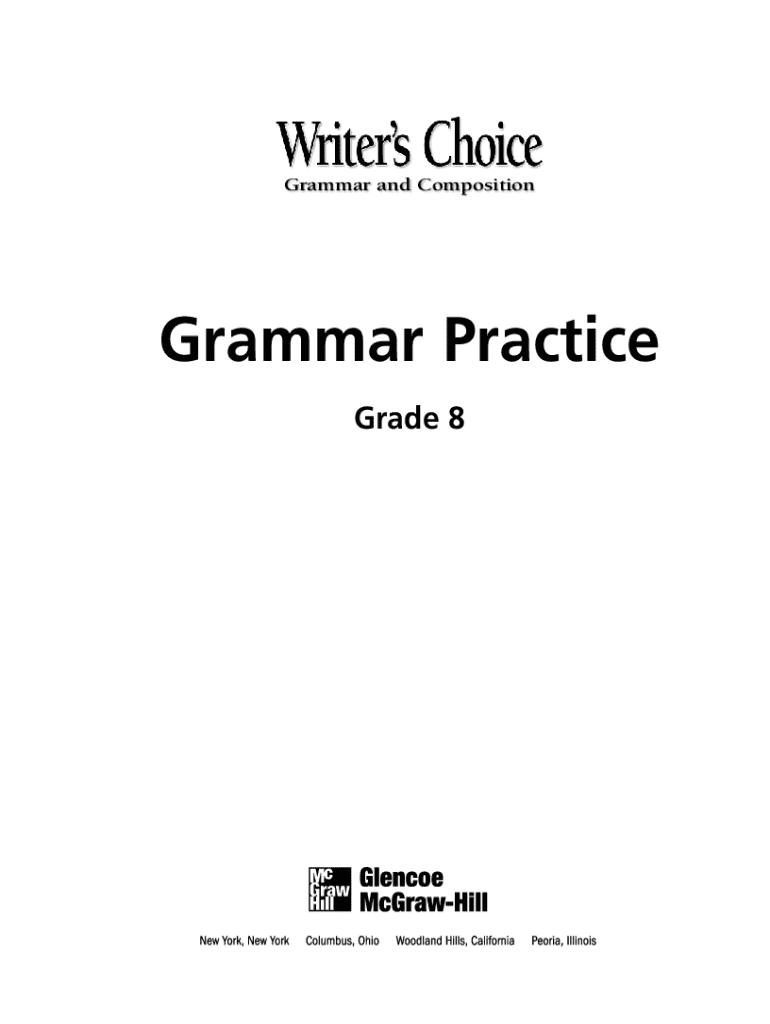 Writer&#039;s Choice Grammar and Composition Grade 7 Answer Key PDF  Form