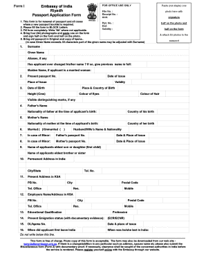 Indian Passport Form