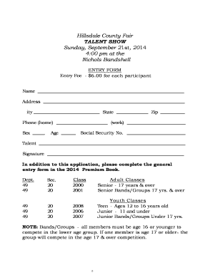 Talent Show Registration Form