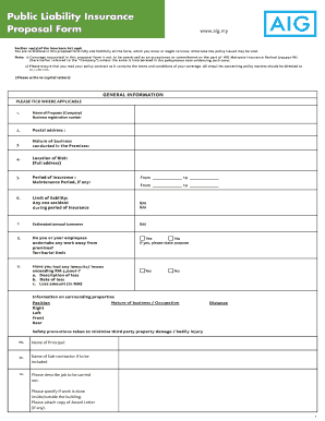 Public Liability Insurance Malaysia  Form