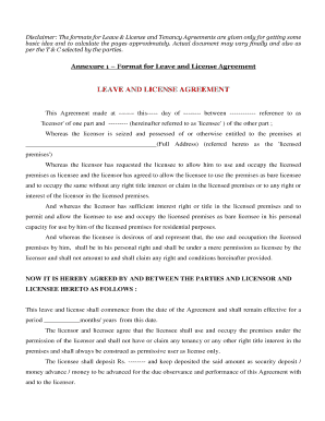Leave License Agreement for 11 Months PDF in Hindi  Form